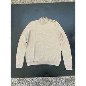 La Maille Sezane Womens Beige Mock Neck Long Sleeve Pullover Sweater Size XS